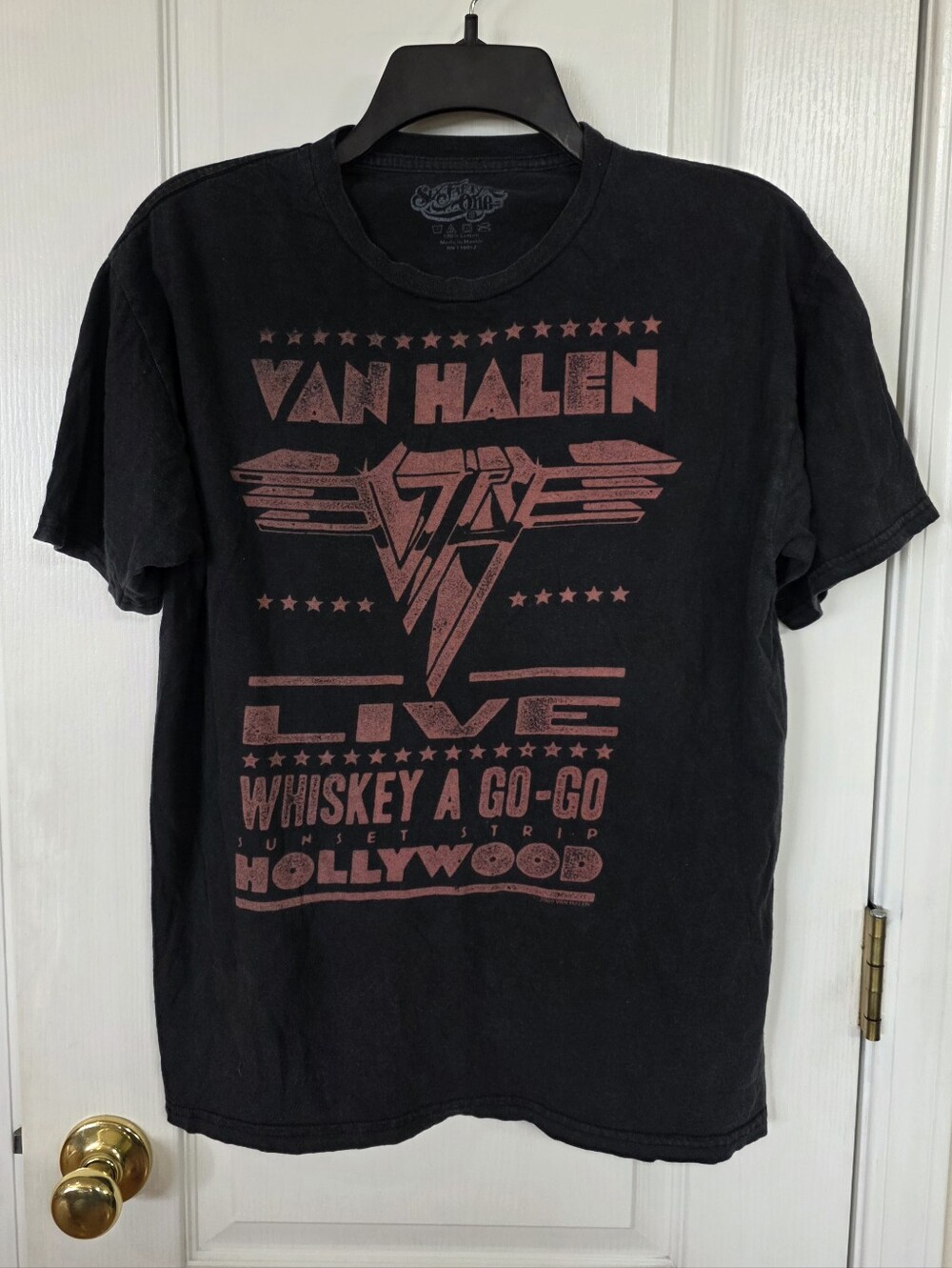 Van Halen Men's Black Whiskey A Go Go Hollywood Tshirt Vintage, Sz M